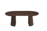 Table à Manger Extensible Ambre Ø120 cm – Effet Chêne & Pied Central Cannelé en MDF - Image 3
