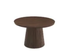 Table à Manger Extensible Ambre Ø120 cm – Effet Chêne & Pied Central Cannelé en MDF - Image 6