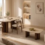 Pack 1 table TRINITY + 1 table basse TRINITY + 4 chaise BOHEME